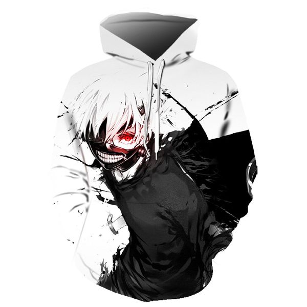 

tokyo hoodie 3d ghoul men's sweatshirt harajuku sweatshirt anime tokyo ghoul hoodie men's and women's pullover, Black
