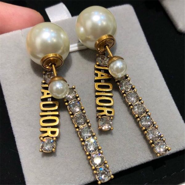 

women bohemia style pendant studs fashion pearl diamond female earrings retro letter design girls earring jewelry