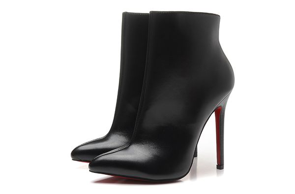 

12cm stiletto heel sheepskin genunie leather women boots fashion patent leather bottillons winter bottles, Black