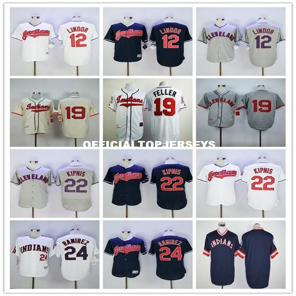 

mens 19 bob feller 22 jason kipnis color red white gray black blank retro jerseys size:m-xxxl 01, Black;blue