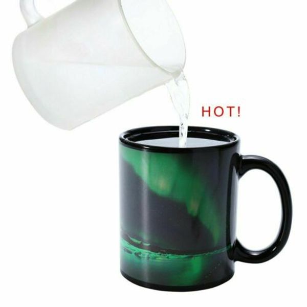 

aurora pattern polar light heat sensitive color changing coffee mug cup gift