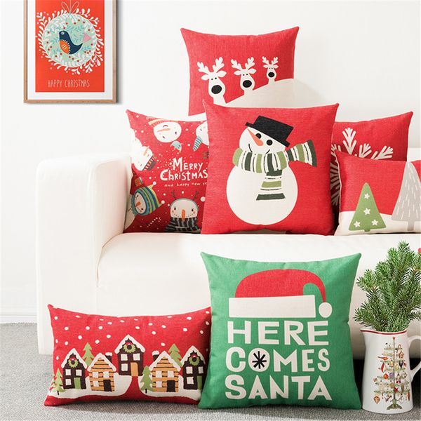 

christmas gift winter snowman cartoon pillow cushion cover case merry christmas happy new year cushion cover decoration for sofa pillow case