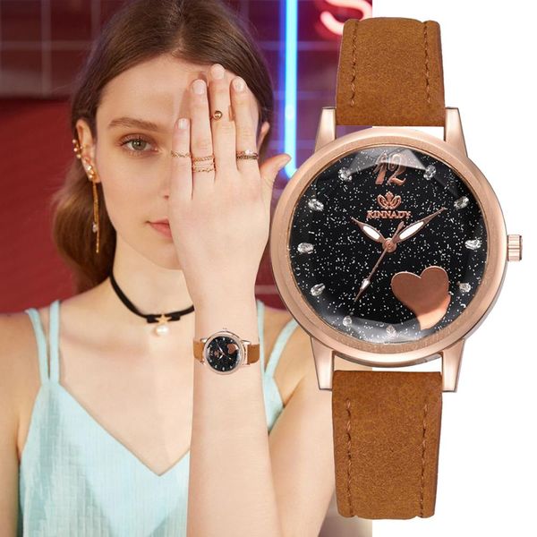 

2019 fashion luxury creative temperament ladies leather belt watch analog quartz women watches gift for girls finda montre, Slivery;brown