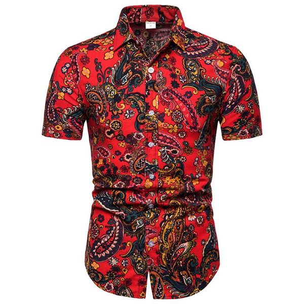 

2019 summer men's casual shirts short-sleeve hawaiian shirt slim fit various pattern man large sizes clothes -4xl 5xl, White;black