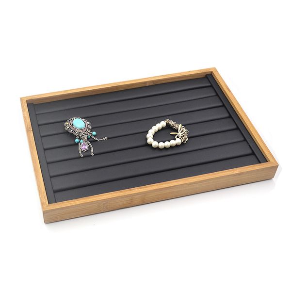 

wooden leather jewelry tray for jewelry shop ring display showcase necklace holder earing organizer case for counter store show, Pink;blue