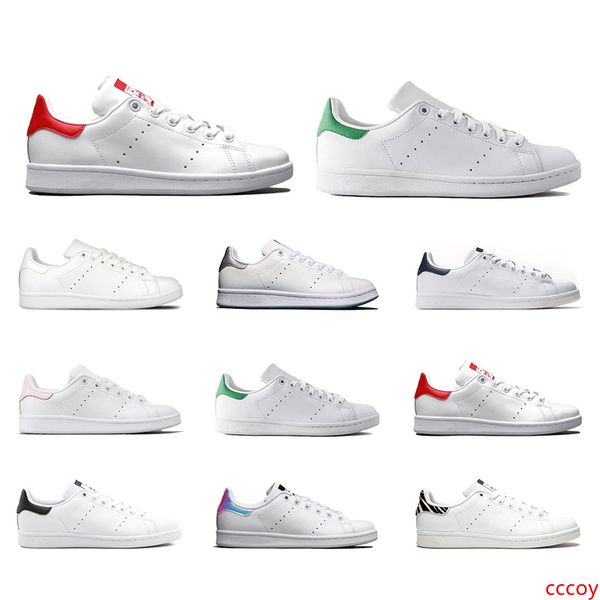 

2019 smith casual for women men shoes white black green sliver fashion leather shoe stan sneakers size 36-44