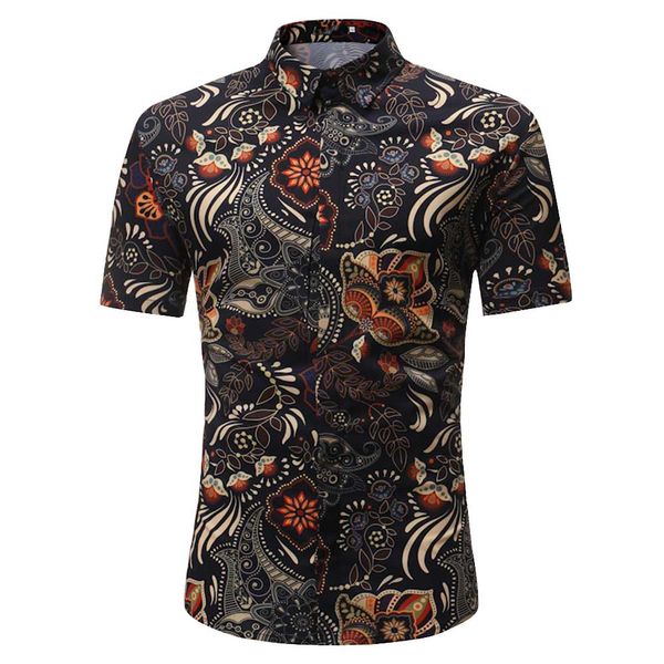 

men shirts new fashion short sleeve shirt men casual clothing printed short sleeve slim blouse male shirt camisa masculina, White;black