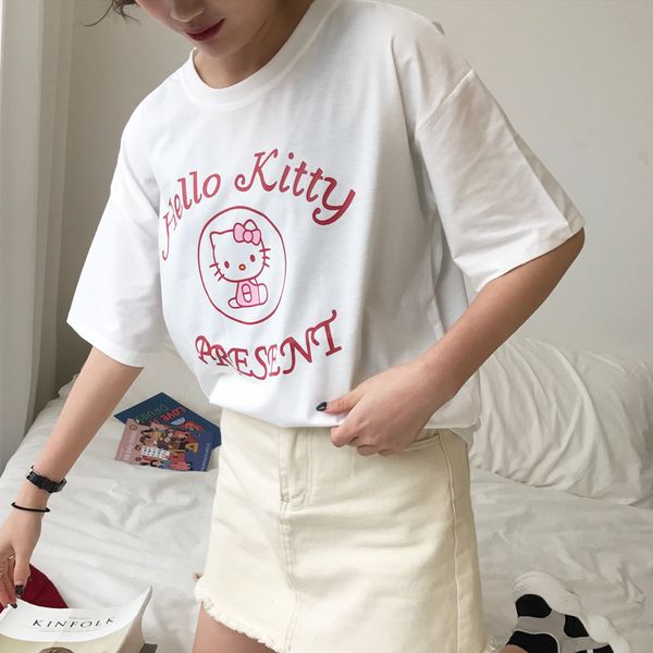 

new summer women ladies princess lovely printed tshirt punk fashion casual loose cartoon letter printing girl's t-shirt, White
