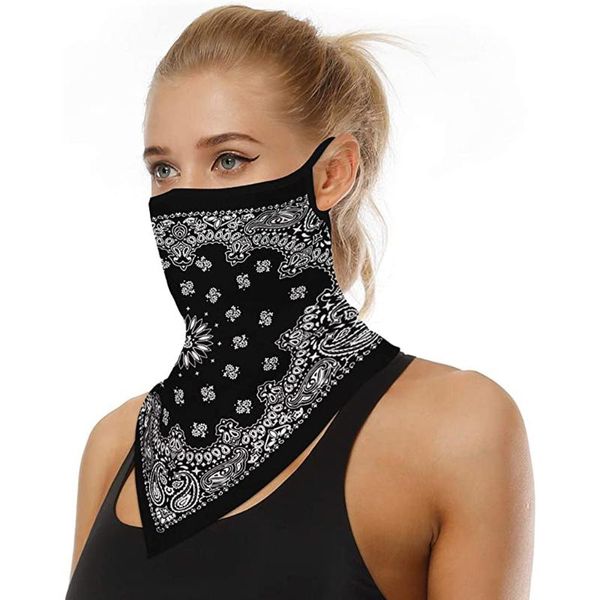 

#h30 3pc outdoor climbing hiking scarves ski fishing face cover seamless ear hook sports scarf neck tube dust riding scarves, Black