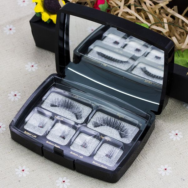 

new magnetic eyelashes 4 part magnets handmade 3d/6d magnet lashes natural false eyelash comfortable with dhl ing