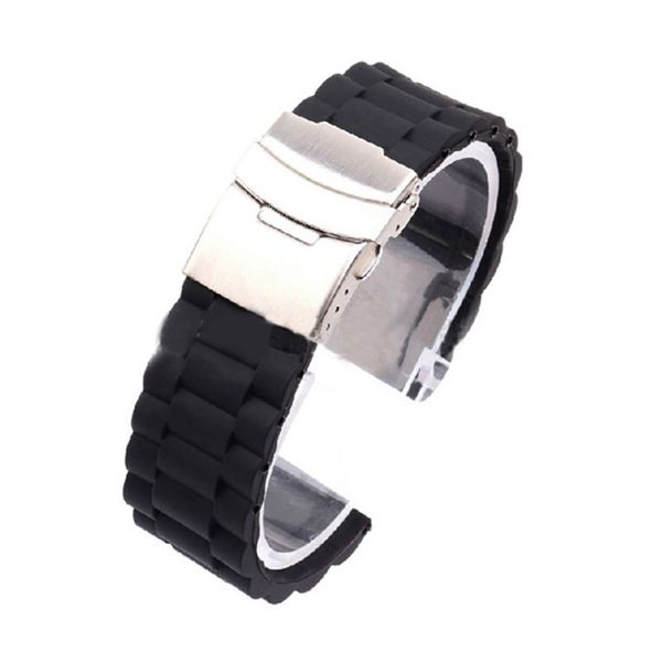 

16mm/18mm/20mm/22mm/24mm automatic double click butterfly buckle watch automatic push button fold deployment clasp strap bucklen, Black;brown