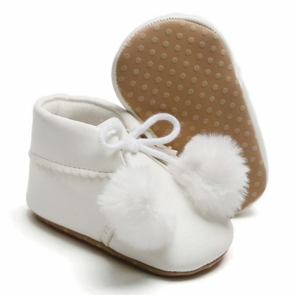 

autumn children casual leather boots baby girls plush ball decor pu shoes walking shoe