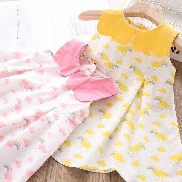 

2020 summer girls printed dress baby wear, Red;yellow