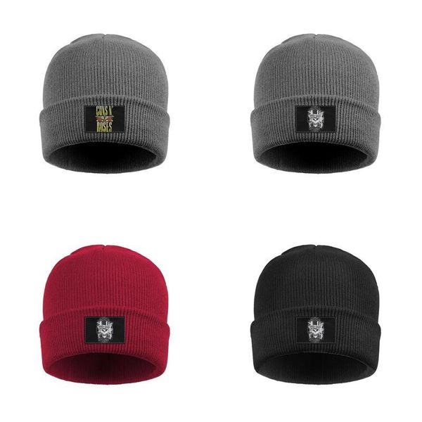 

fashion guns n' roses gnr appetite for destruction skull logo fine knit beanie hats roll faded gun ride 2011 tour l.a. 1989 bullet live, Blue;gray