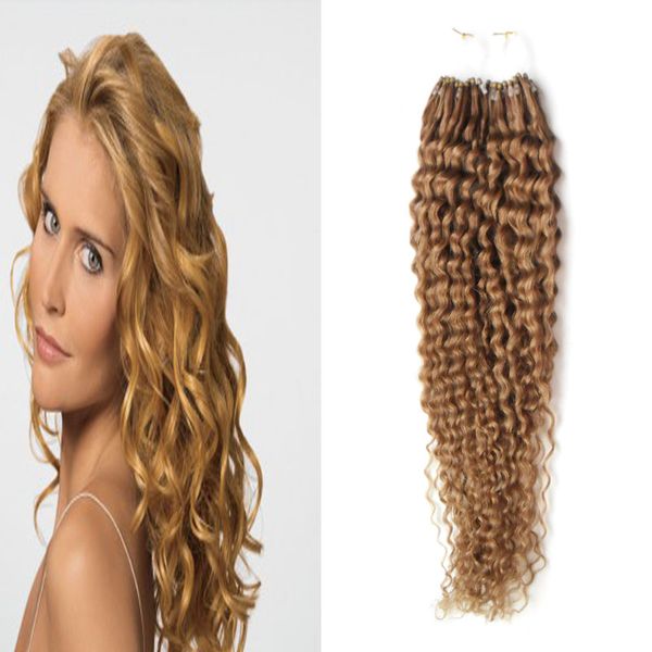 Kinky Curly Micro Loop Hair Micro Ring Наращивание волос 1G / Стенд Необработанная Девственная Бразильская Кудрявая Волна Микро Лорт Кольцо Волос Удлинения