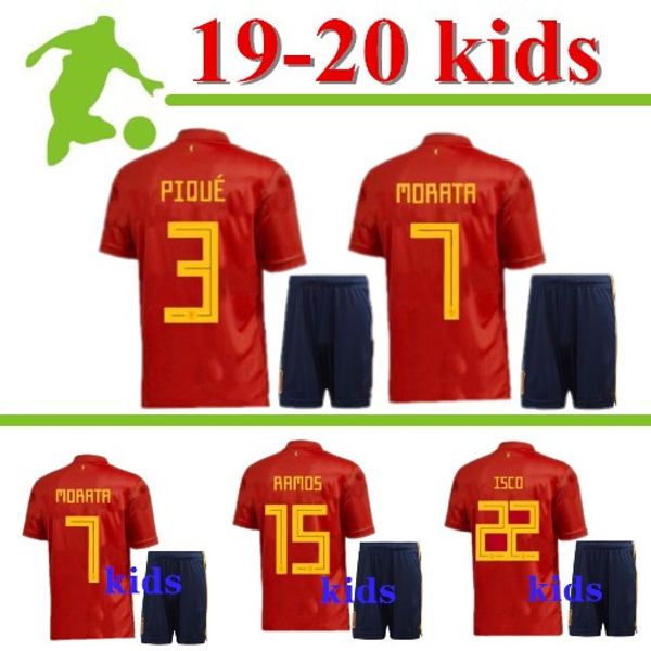 

thailand spain jersey soccer jersey 18 19 20 paco alcacer asensio morata isco iniesta thiago saul 2019 2020 man kids sports footba, Black