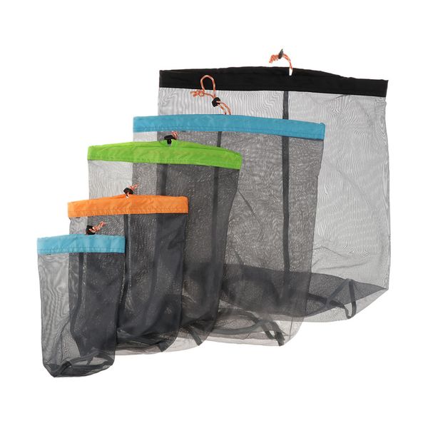 

5 pcs ultra-light mesh stuff sack, mutlifunctional storage bag for travel outdoor camping accessories organizer