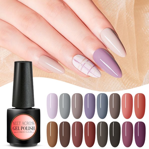 

meet across pure color gel varnish soak off 7ml caramel uv gel nail polish base coat semi permanent for nail art manicure, Red;pink