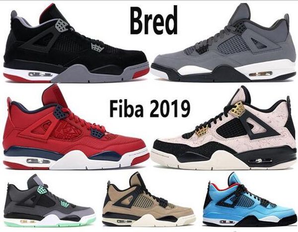 

new fiba 2019 mushroom silt red splatter 4 4s mens basketball shoes bred cool grey green grow men designer shoes us7-13