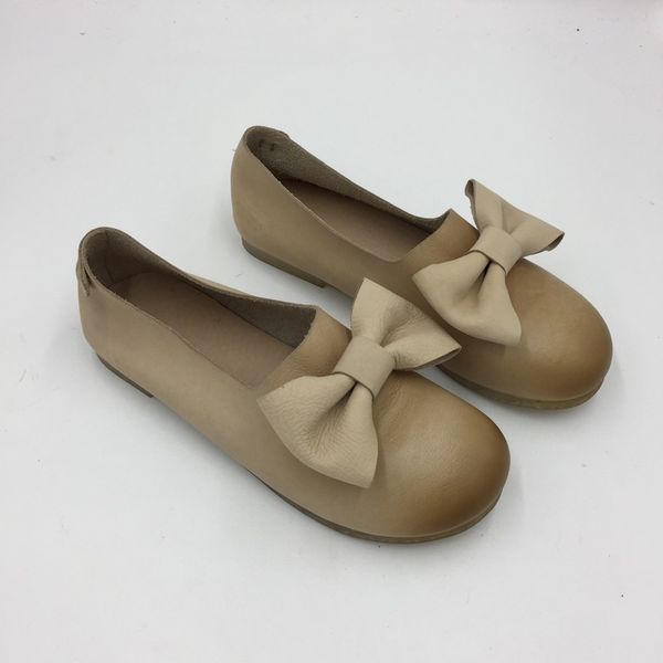 

spring single shoes bow leather women's shoes round head wild flat fashion ladies shoes, Black