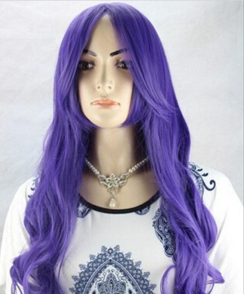 PARRUCCA trasporto libero Parrucche piene del partito di Cosplay delle parrucche piene dei capelli ondulati ricci lunghi sexy delle donne di modo Parrucche viola