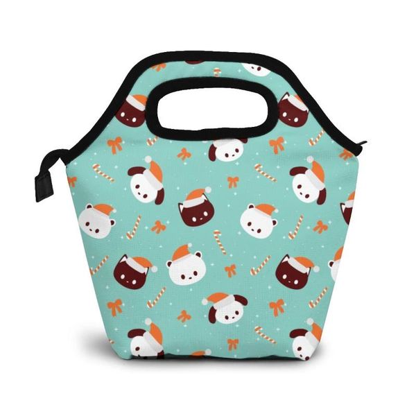 

animal christmas pattern lunch bag lunch/ice bags portable insulated picnic box for women men, Blue;pink
