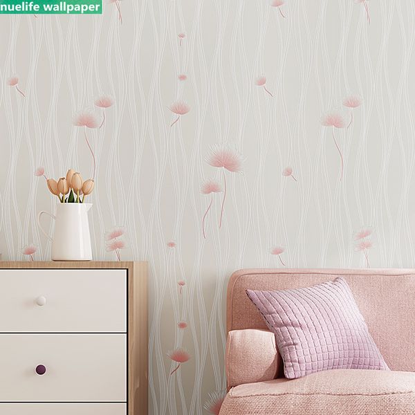 

rural style pink dandelion wedding room bedroom children's room living tv background wall non-woven wallpaper