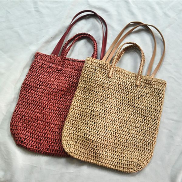 

female summer straw bag handbag simple fashion portable straw shoulder bag beach hand bags