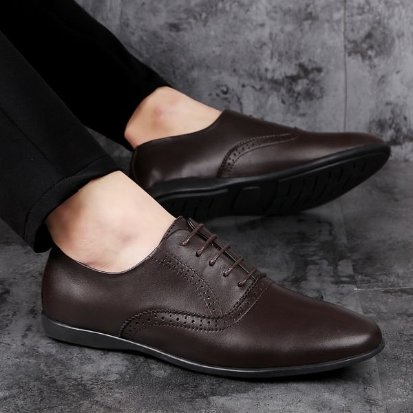 

genuine leather cow leather shoes men oxford fashion moccasins men flat shoes gentleman formal sapato social masculino iv, Black