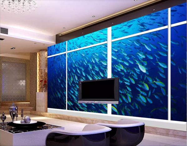 

3d wallpaper custom p mural beautiful floor to ceiling window underwater world 3d oil painting background home decor wall art pictures