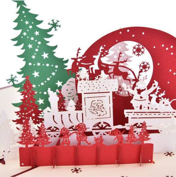 

2019 wholesales paper carving 3d pop up greeting card snowman jesus festival gifts customized