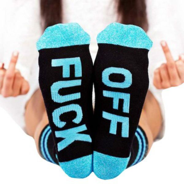 

women socks hosiery fk-off funny sock casual sports cotton long soft socks english letter cotton socks novelty funny print stockings female, Black;white