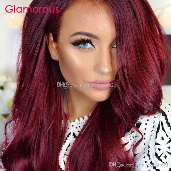 Glamorous Burgundy Hair Weaves Peruvian Indian Malaysian Brazilian
