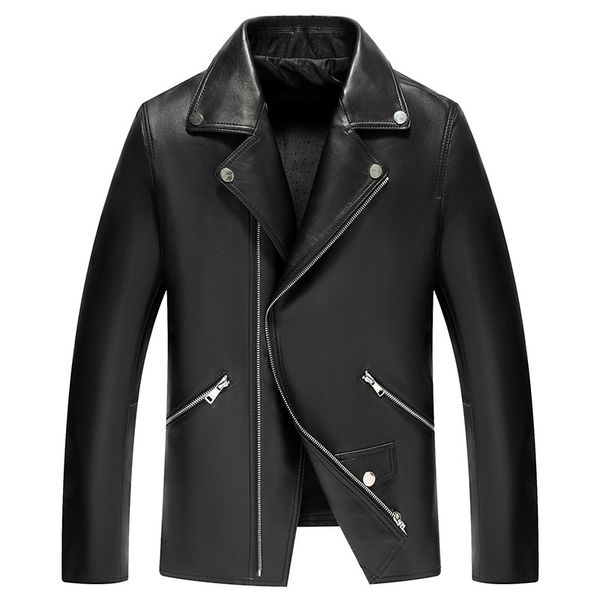 

brand men leather jacket pilot casual sheepskin genuine leather coat male short design men autumn jacket black coat
