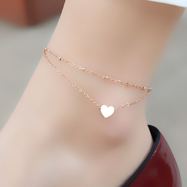 

fine titanium steel anklet womens korean-style network red rose gold-tone temperament elegant simple-style retro sen department, Red;blue