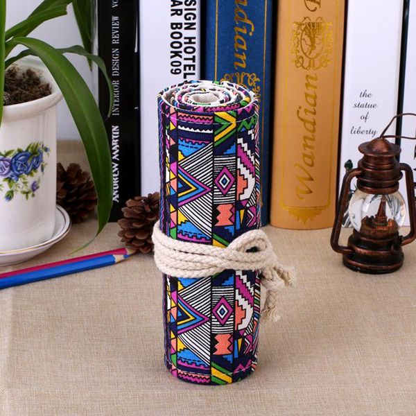 

36 48 72 holes pencil case school canvas roll pouch comestic makeup brush case pen storage pecncil box estuches school penalty