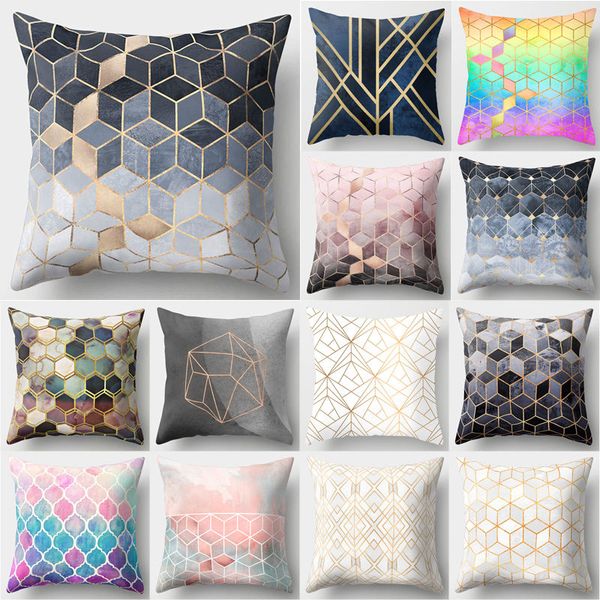 

gold marble geometric sofa decorative cushion cover pillow pillowcase polyester 45*45 throw pillow home decor pillowcover 40507