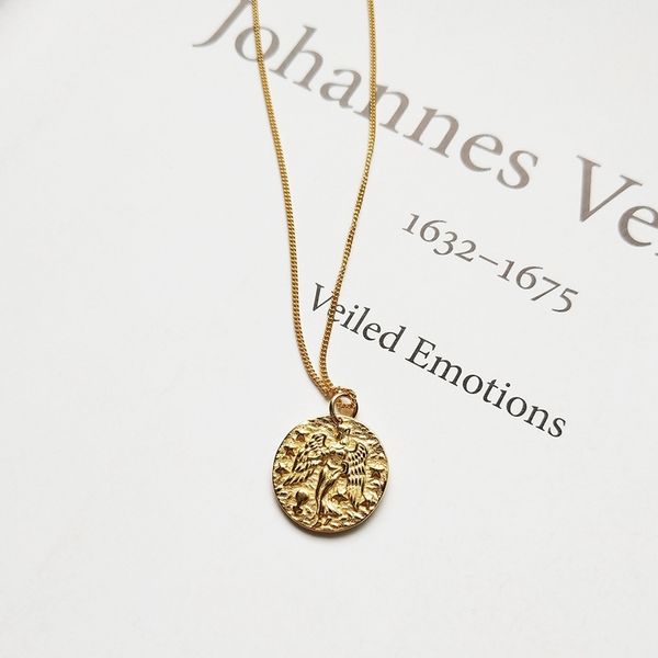 

louleur 925 silver baroque necklace fashion relief angle round baroque constellation pendant necklace for women jewelry charms