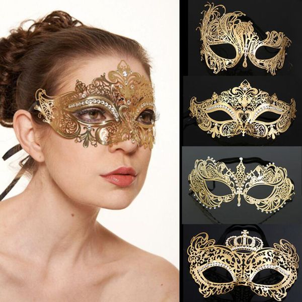 

venetian metal mask masquerade nightclub party hollow golden mask lace eye women fancy dress costume