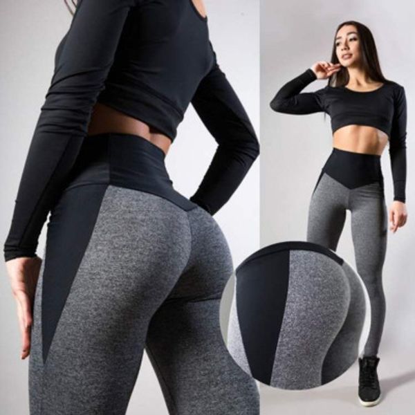 

womens seamless fashion sport yoga pants brand contrast color exercise gym workout sportwear running athletic trousers new, Black