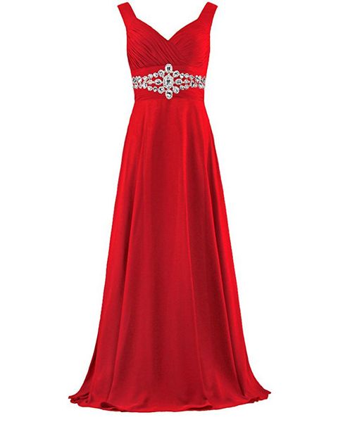 

2019 new v-neck crystal a-line party gowns with pleats lace up chiffon plus size formal evening celebrity dresses be61, Black;red