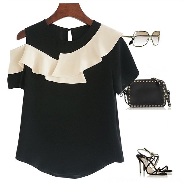 

personality design maiden feeling explosion-proof acetate fiber black and white contrast color flannel short-sleeved shirt female