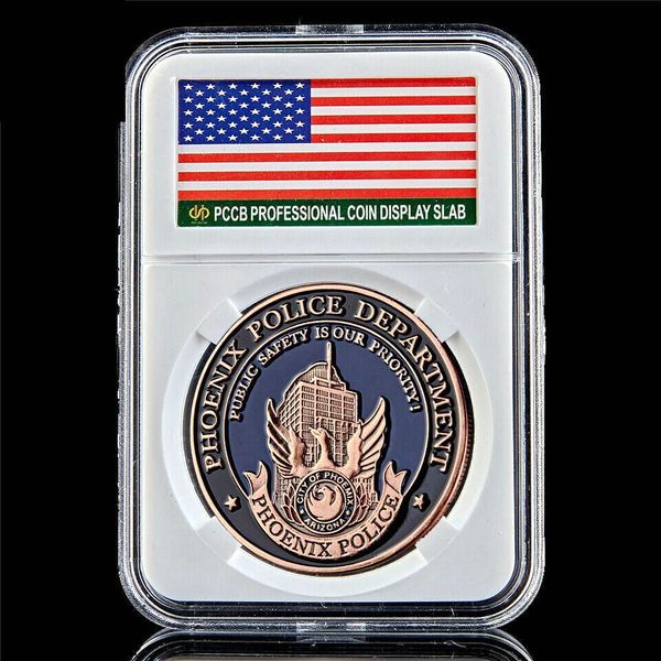 

USA Phoenix Police Bronze St Michael Token Free 1oz Challenge Values Metal Coin Collection W/Pccb Box