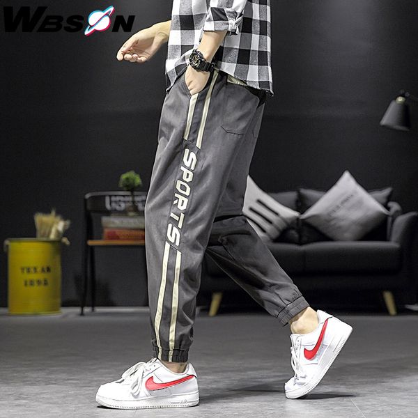 

wbson casual pants slim fit brand men side striped multicolor straight trousers jogger pants sport dcg904, Black