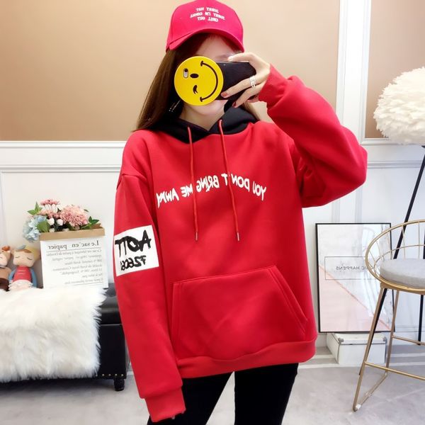 

hoodies women 2019 women fashion sweatshirts long sleeve hoodies print letter female tracksuits sportswear moletom feminino 2xl, Black