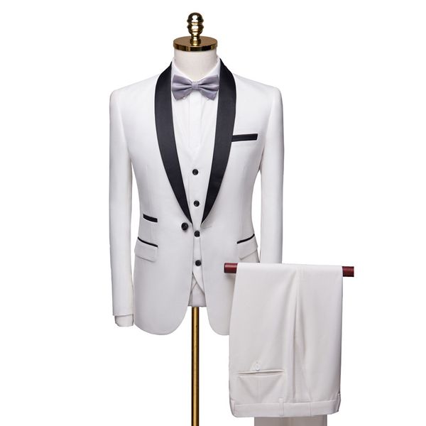 

plus size 6xl luxury men wedding suit blazers slim fit suits for men costume business formal party classic white blazer suits, White;black