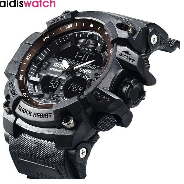 

new brand addies fashion watch men g style waterproof sports military watche shock luxury analog digital sports watches men ly191213, Slivery;brown