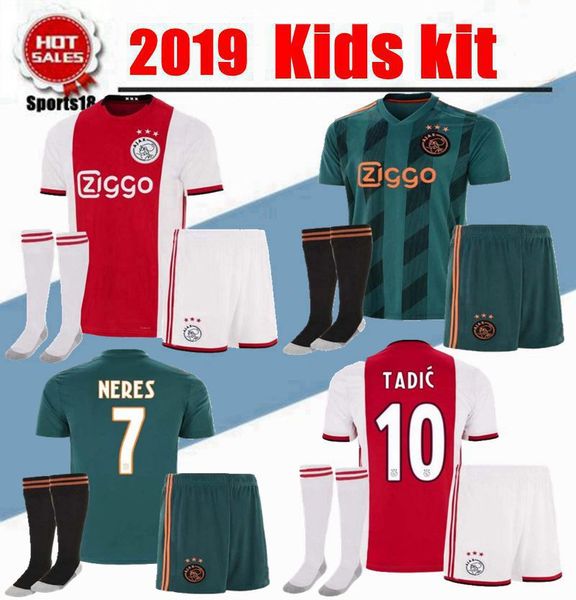 

детский комплект 2019 2020 футбольные майки Ajax FC home 19/20 мальчик юноша ребенок NERES TADIC DE