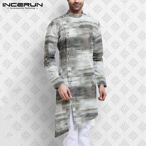 

мужчины нерегулярные рубашки одежда старинные печатные kurtas 2020 с длинным рукавом кнопка уличная мусульманская длинные рубашки s-3xl ince, White;black