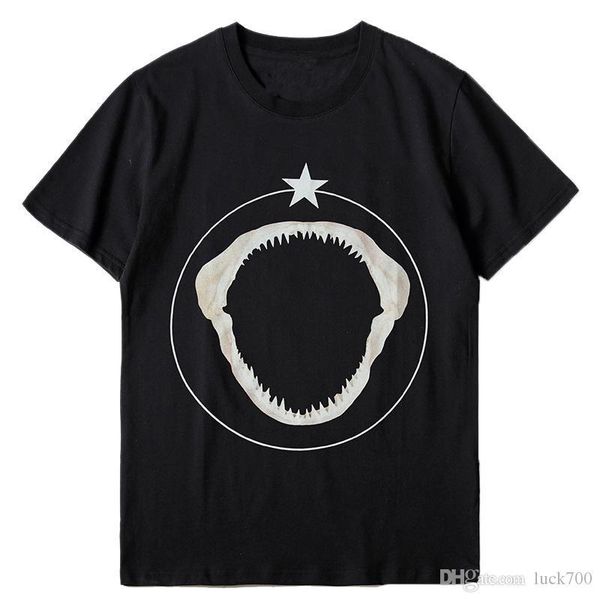 

19ss luxury mens конструктора тенниски вскользь короткими рукавами акулы высокого качества печати мужчины женщины моды пары тис размер m-2xl, White;black